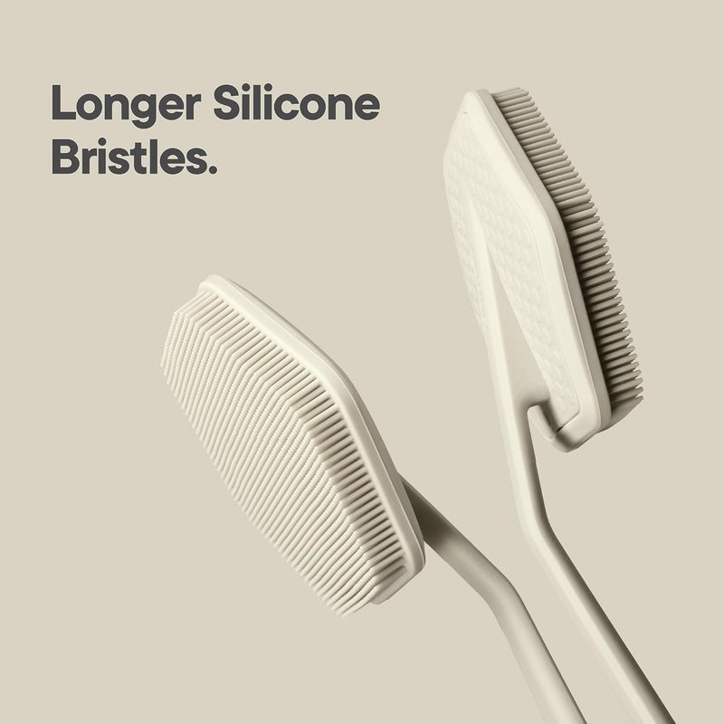 TOOLETRIES Silicone Back Scrubber - Exfoliating Shower Brush, Back Washer for Men, Durable Back Brush with Long Handle - Long Lasting Bath & Shower Accessories - Sand - Image 2